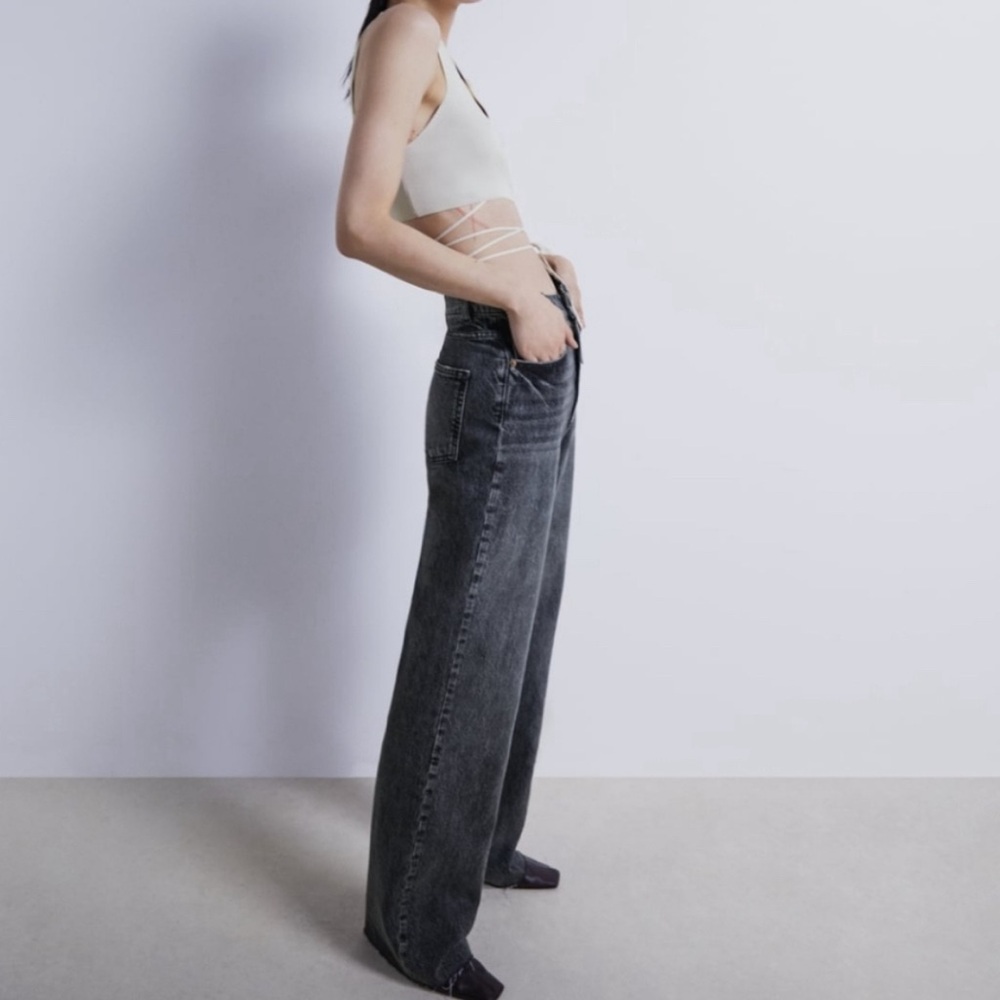 Zara 90s Full Length High Rise Black Jeans